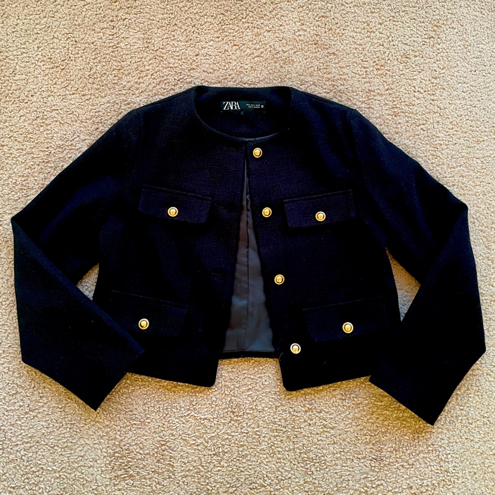 Black Collarless Blazer
